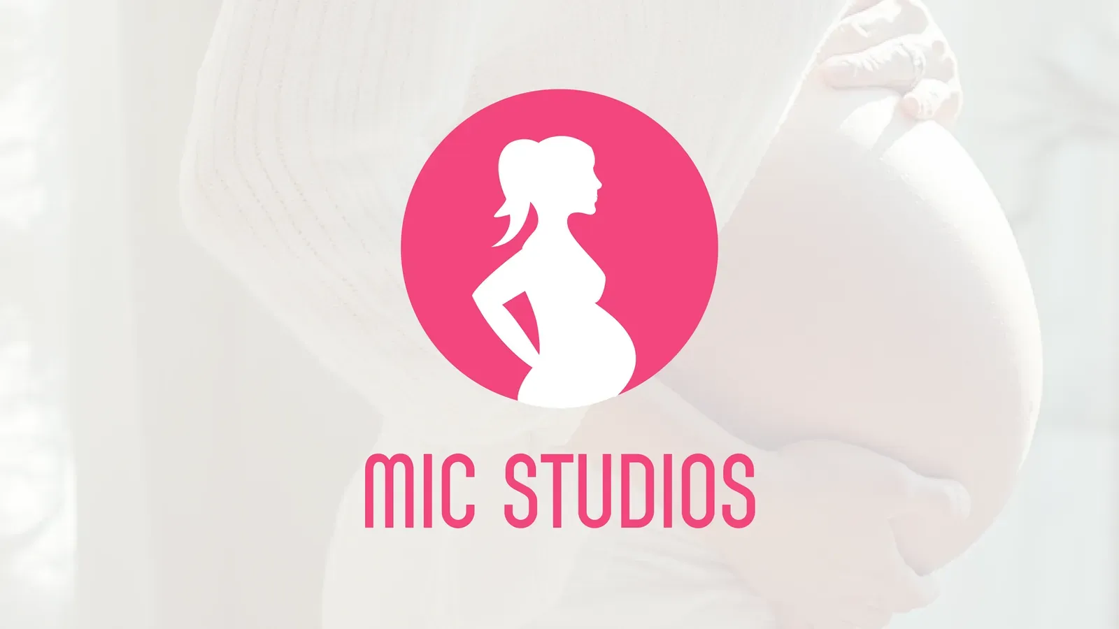 MIC Studios logo: a pink circle with a silhouette of a pregnant woman standing confidently, above the wordmark