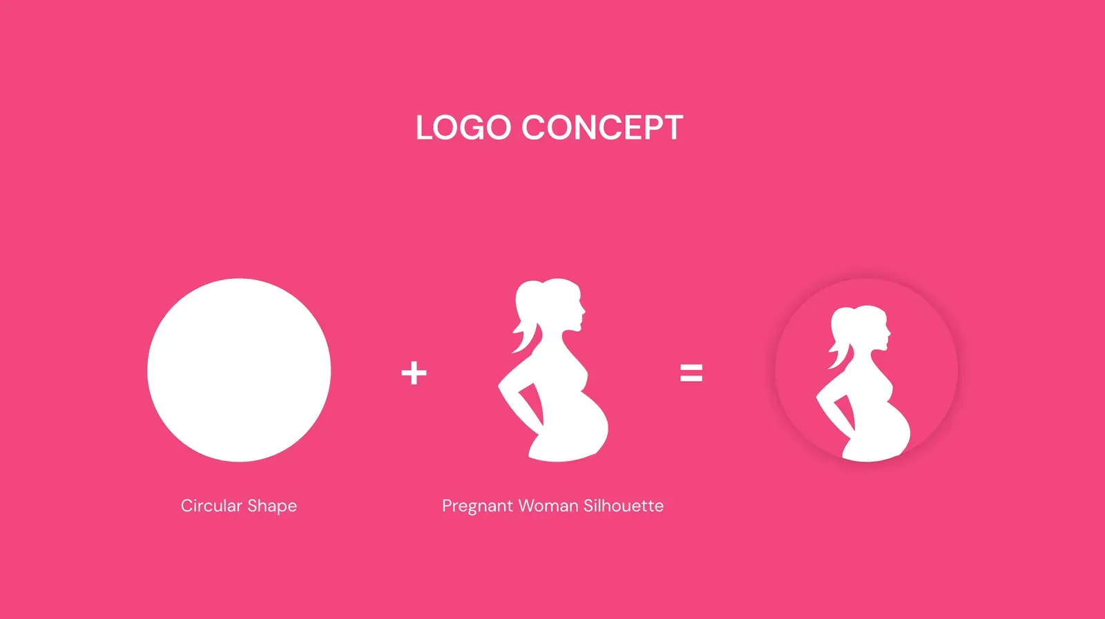 Logo concept: a circle plus a pregnant woman silhouette equals the MIC Studios mark