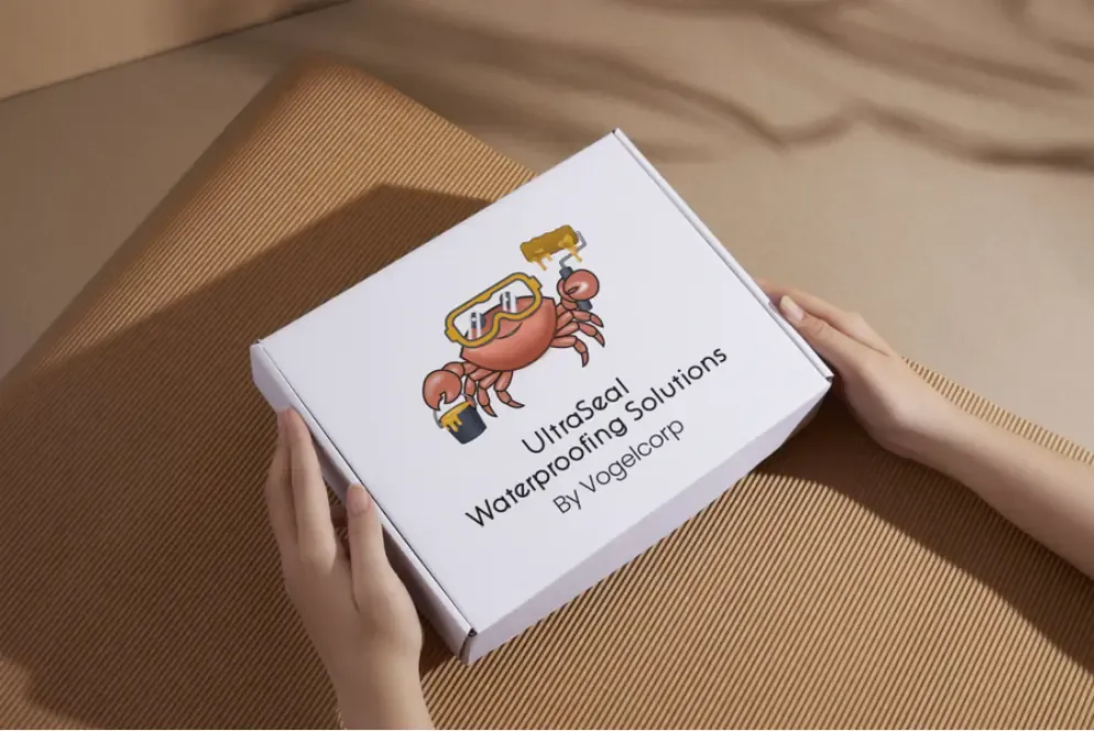Shipping box printed with the UltraSeal logo