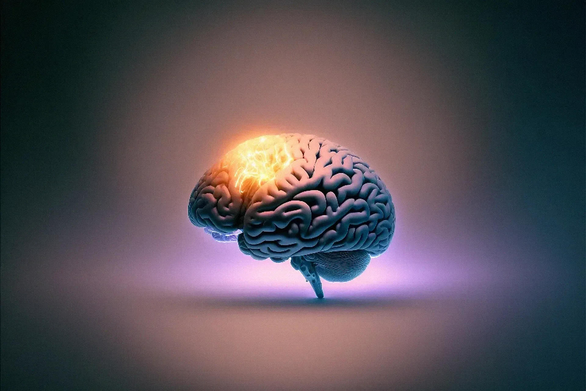 A glowing illustration of a brain representing artificial intelligence